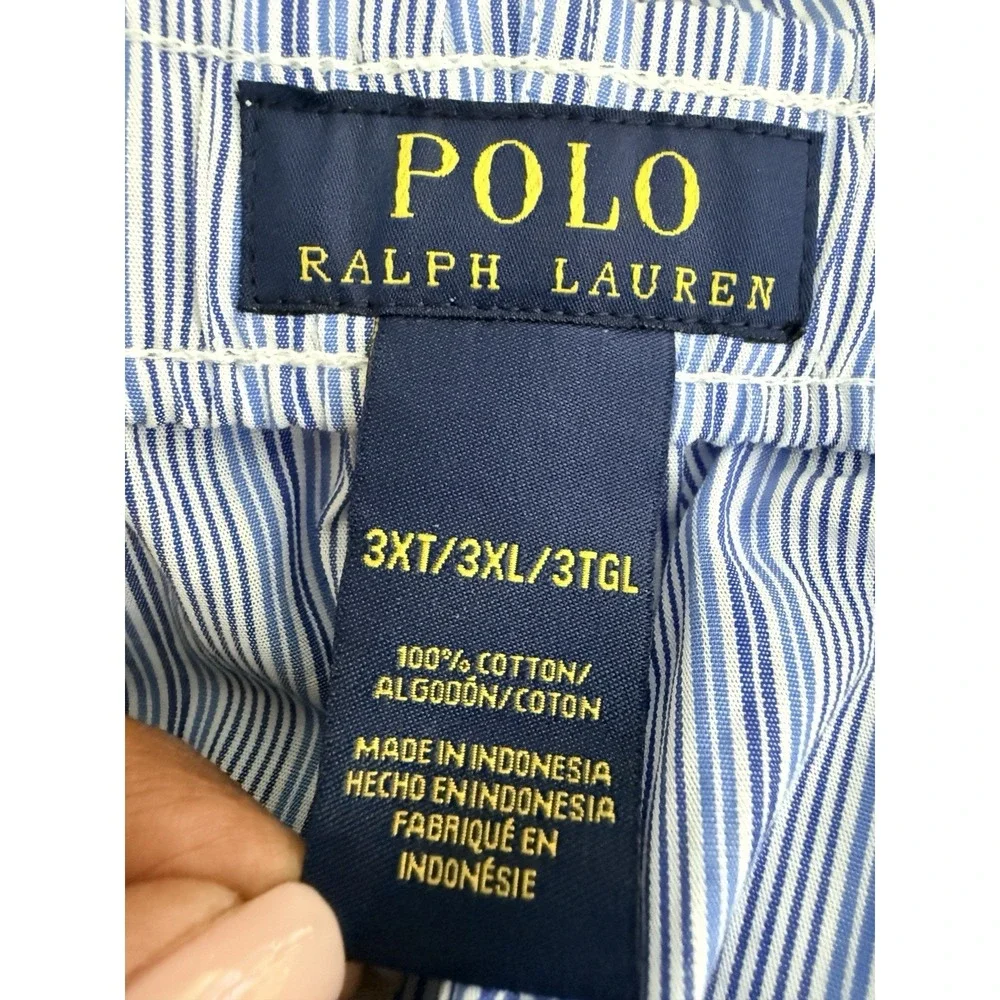 Polo‎ Ralph Lauren Pajama Pants 3XL 3XT TALL Blue Stripe Cotton Lounge NWT BIG